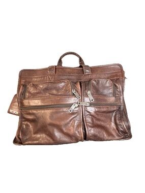 Vintage Tumi Alpha Leather Laptop Briefcase Brown Distressed 17 Inch